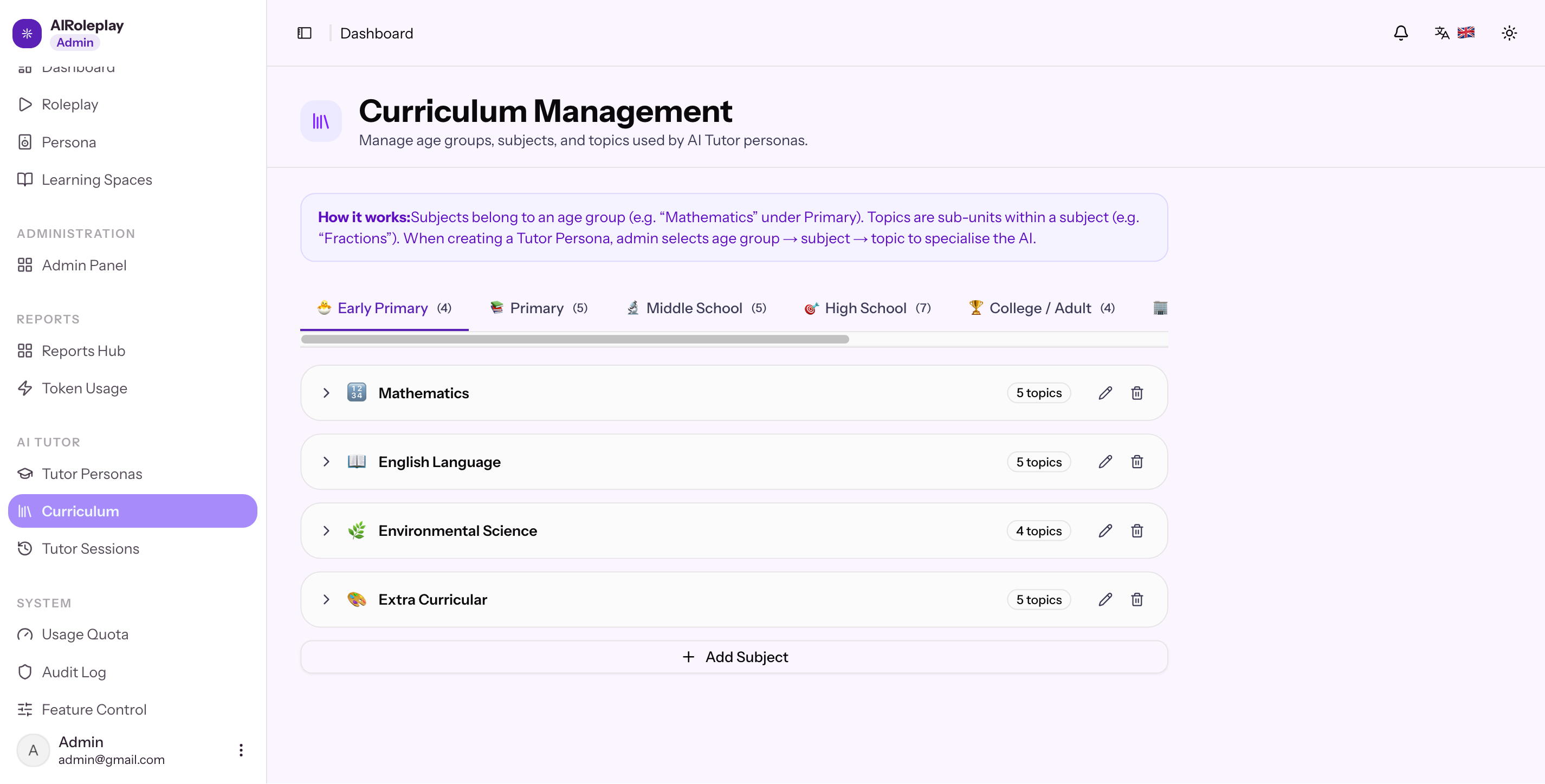 AI Tutor features